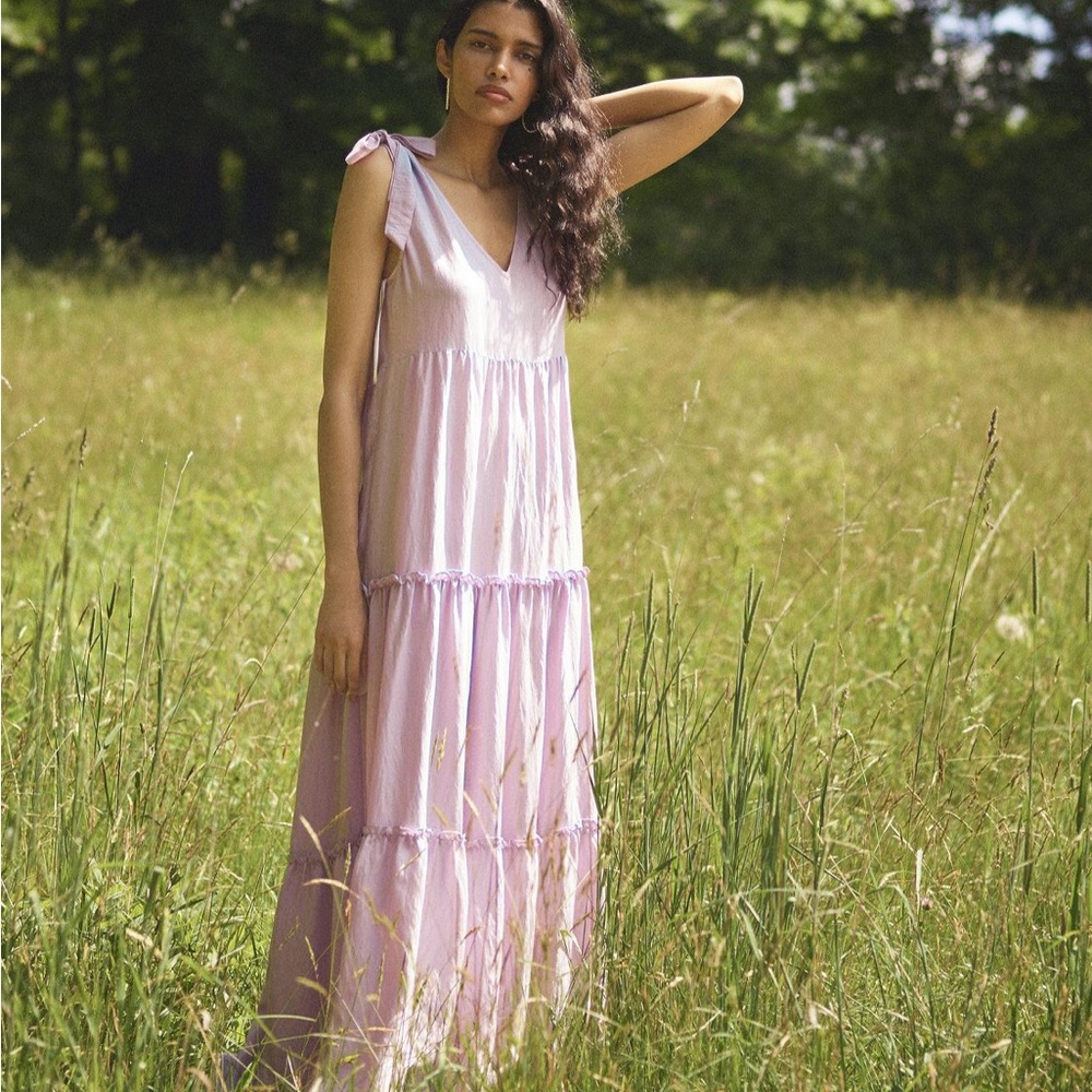 Anthropologie Maeve Soraya Shimmer Tiered Maxi Dress